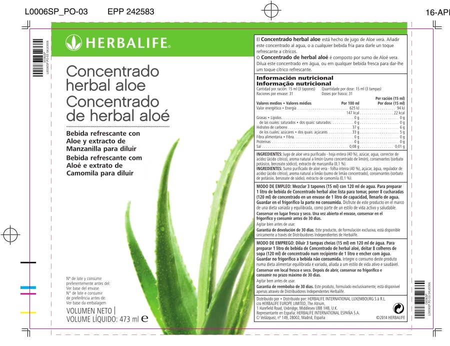 Aloe bebida herbal Miembro de Herbalife Nutrition Independiente